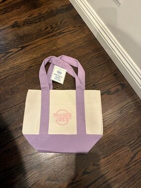 Trader Joe's Cream and Lavender Canvas Tote